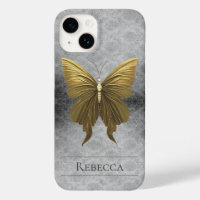 Gold Jewelled Butterfly Damask