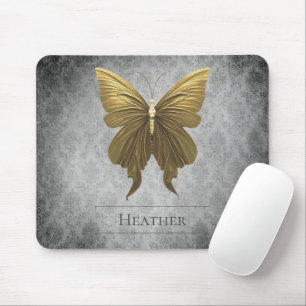 Gold Jewelled Butterfly Damask Mouse Mat