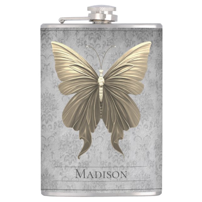 Gold Jewelled Butterfly Flask (Front)