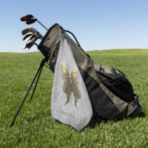Gold Jewelled Butterfly Golf Towel