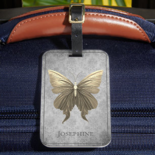 Gold Jewelled Butterfly Luggage Tag