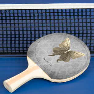 Gold Jewelled Butterfly Ping Pong Paddle