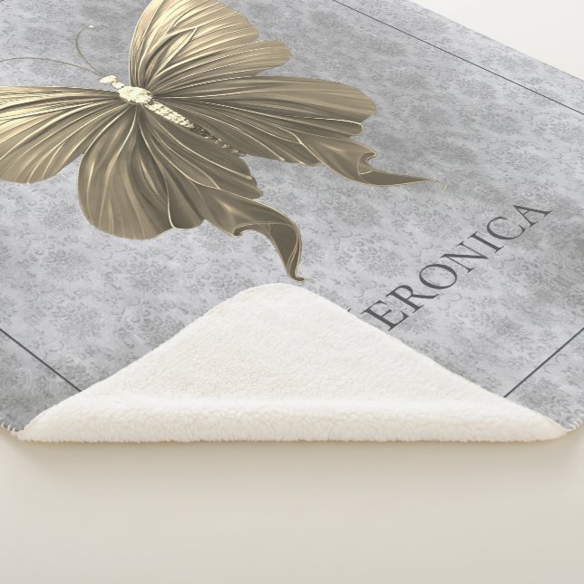 Gold Jewelled Butterfly Sherpa Blanket (3/4)
