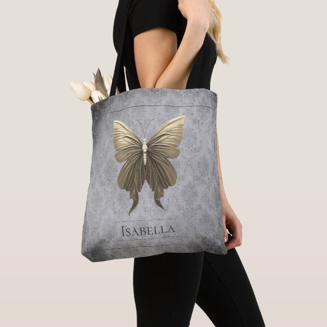 Gold Jewelled Butterfly Tote Bag (Close Up)