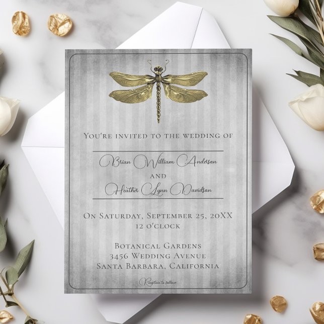 Gold Jewelled Dragonfly Wedding Invitation (Gold Jeweled Dragonfly Wedding Invitation)