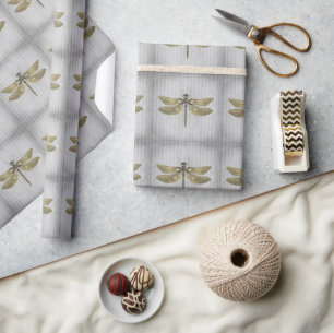 Gold Jewelled Dragonfly Wrapping Paper