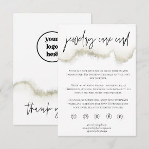 Gold Jewellery Care Card Order Insert Small Busine