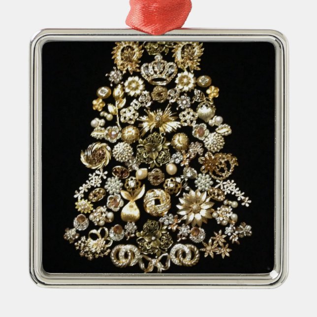 Gold Jewellery Christmas Tree Metal Tree Decoration (Front)