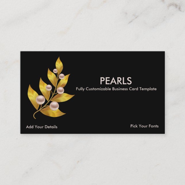 Gold Jewellery - White Cultured Pearl Business Card (Front)