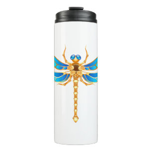 Gold jewelry dragonfly insect vip fun vector image thermal tumbler