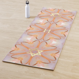 Gold Jewish Star of David, Pretty Glowing Hearts Yoga Mat