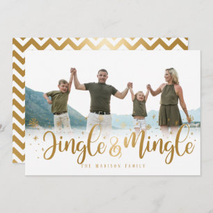 Gold Jingle and Mingle Holiday Card