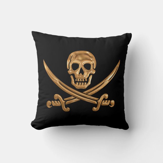 Gold Jolly Roger Cushion (Front)