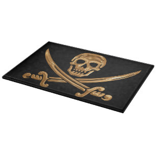 Gold Jolly Roger Cutting Board