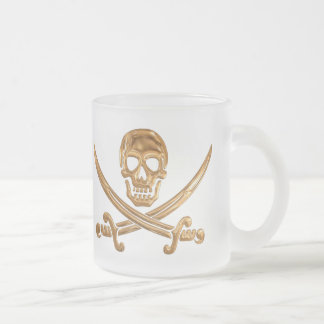 Gold Jolly Roger Frosted Glass Coffee Mug