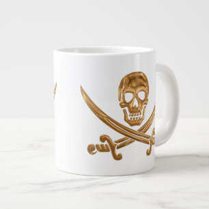 Gold Jolly Roger Large Coffee Mug