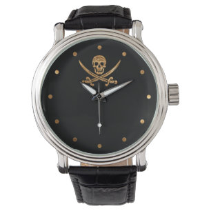 Gold Jolly Roger Watch