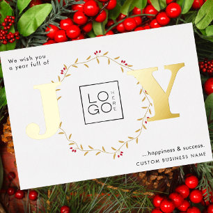 Gold JOY Custom Logo Christmas Foil Card