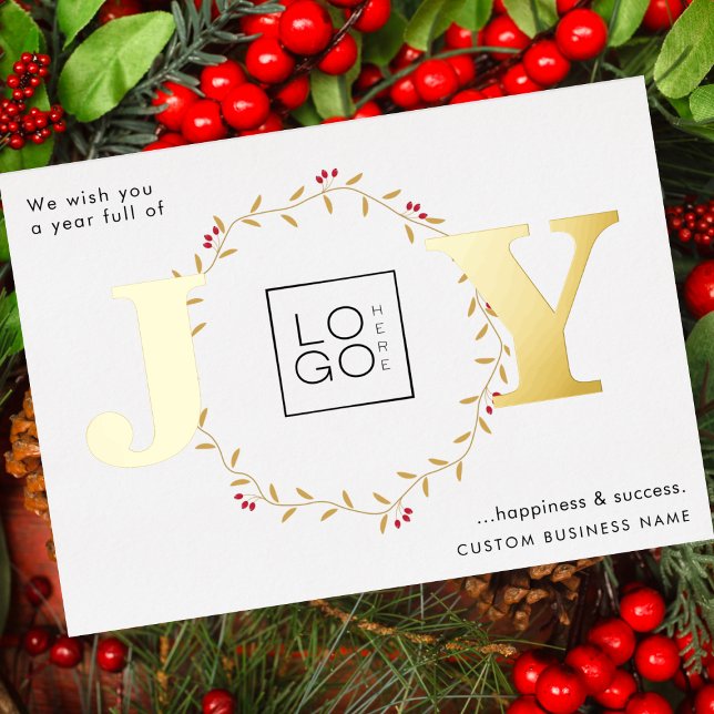 Gold JOY Custom Logo Christmas Foil Card (Creator Uploaded)