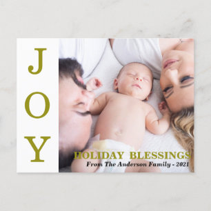 Gold JOY Holiday Blessings Photo Holiday Card