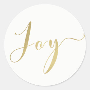 Gold JOY Holiday New Years Christmas Personalised Classic Round Sticker