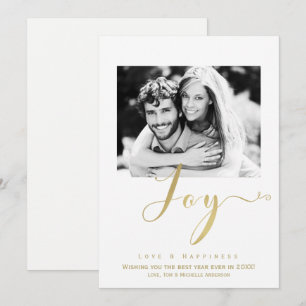 Gold JOY Holiday New Years Photo Invitation