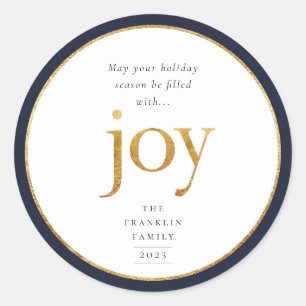 Gold Joy Modern Christmas Classic Round Sticker