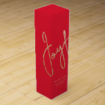 Gold JOYFUL Holiday Wishes Red Wine Box<br><div class="desc">Joyful in a faux gold foil script wraps around a red wine gift box with your names and greeting in chic lettering. Stylish for any Christmas holiday occasion gift-giving. MATHCING items in our collection.</div>