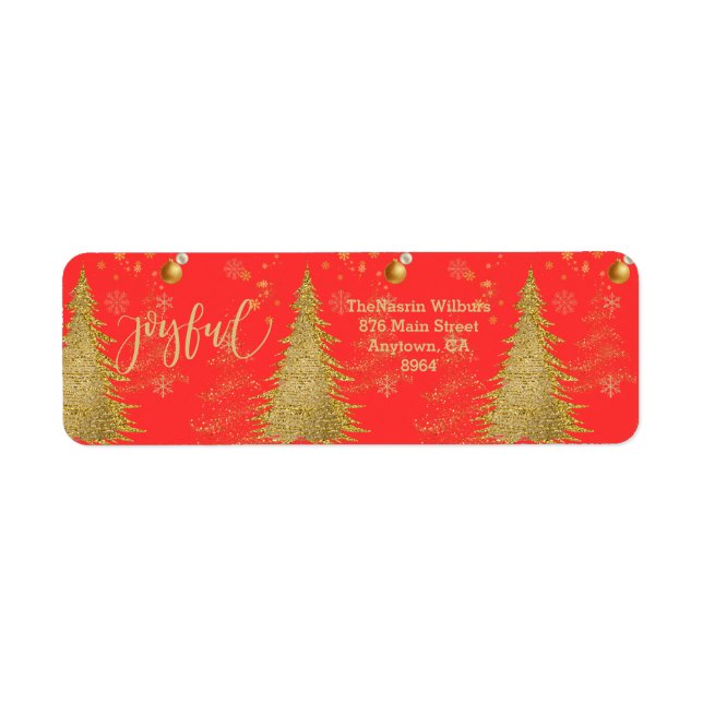Gold JOYFUL on Red Christmas  (Front)