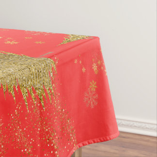 Gold JOYFUL on Red ChristmasHoliday Party Tablecloth