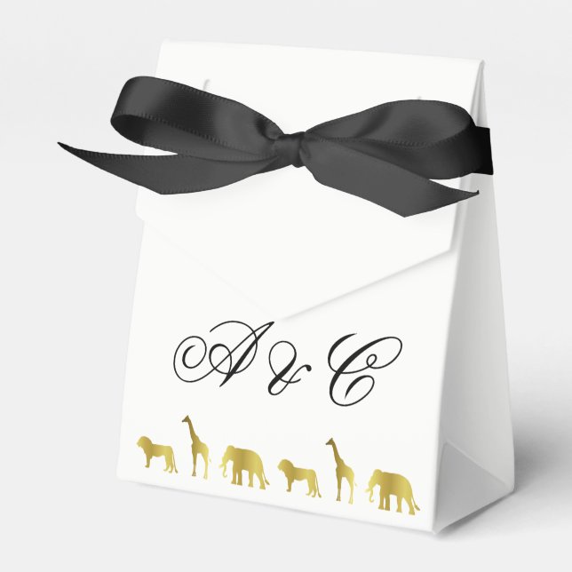 Gold Jungle Animals Party Favour Bags Box (Front Side)