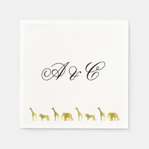 Gold Jungle Animals Party Napkins