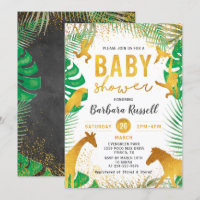 Gold Jungle Animals Safari Boy Baby Shower