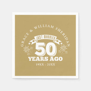 Gold Just Married 50th Wedding Anniversary Napkin