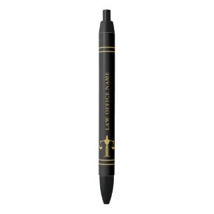 Gold Justice Logo & Custom Text Blue Ink Pen