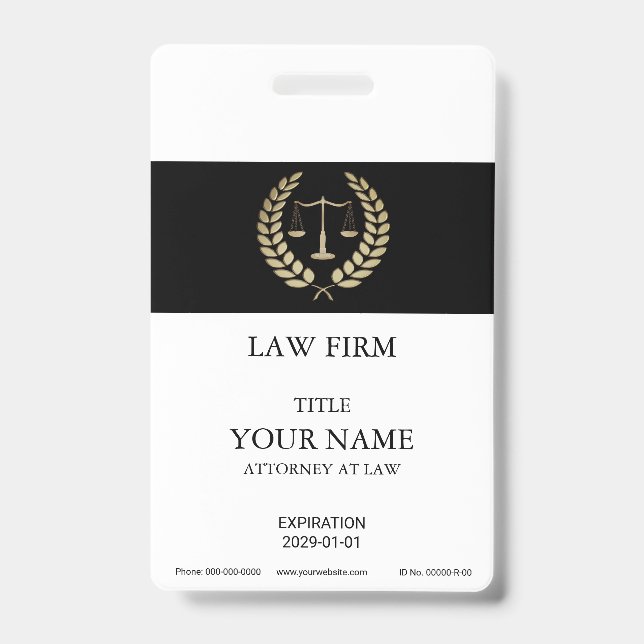 Gold Justice Scale Badge ID Badge (Front)