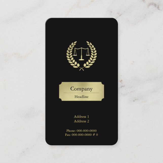 Gold Justice Scale Business Card (Front)