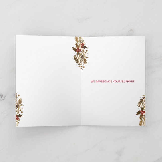 Gold Justice Scale Holly Wreath Lawyer Christmas  Holiday Card (Inside)