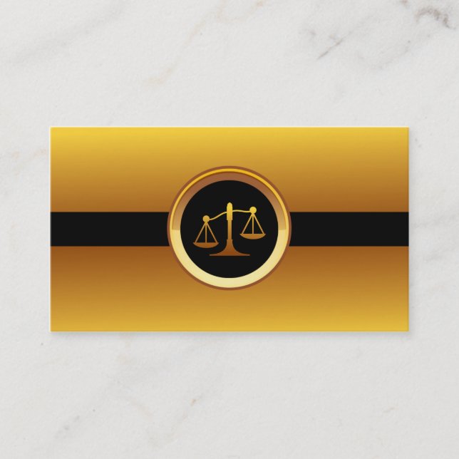 Gold Justice Scales Lawyer/Attorney Business Card (Front)
