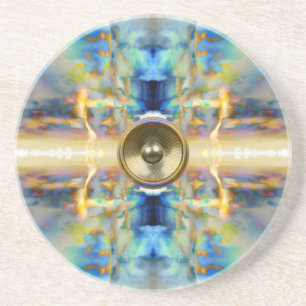 Gold kaleidoscope music speaker coaster