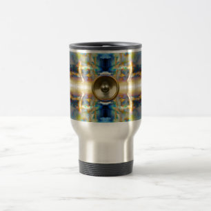 Gold kaleidoscope music speaker travel mug