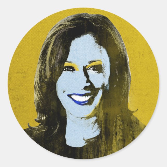 Gold Kamala Harris Pop Art Classic Round Sticker (Front)