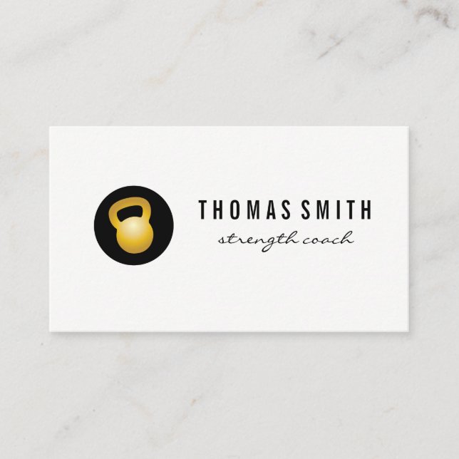 (Gold) Kettle Bell Fitness Trainer Business Card (Front)
