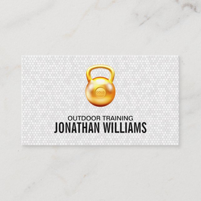 Gold Kettle Bell Logo | Fitness Business Card (Front)