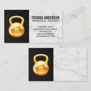 Gold Kettle Bell   Marble Carbon Fibre Business Card