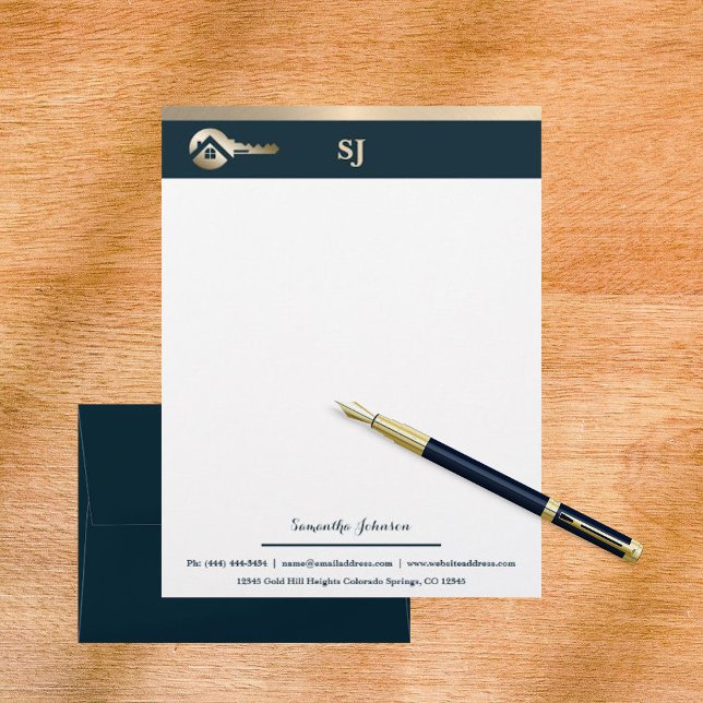 Gold Key Blue Spruce Realtor Business Letterhead (Creator Uploaded)