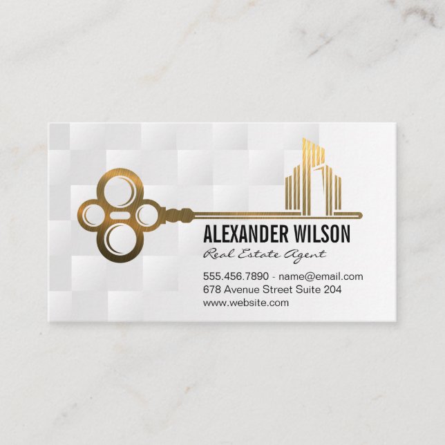 Gold Key City Logo | Real Estate Property Business Card (Front)