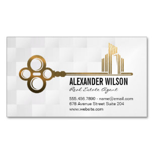 Gold Key City Logo   Real Estate Property Magnetic Business Card