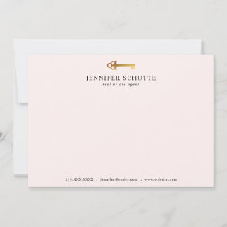 Gold Key Personalised Realtor Blush Stationery Card