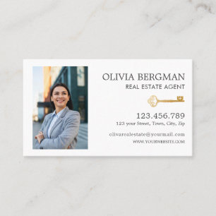 Gold Key Professional Real Estate Vertical Photo Business Card